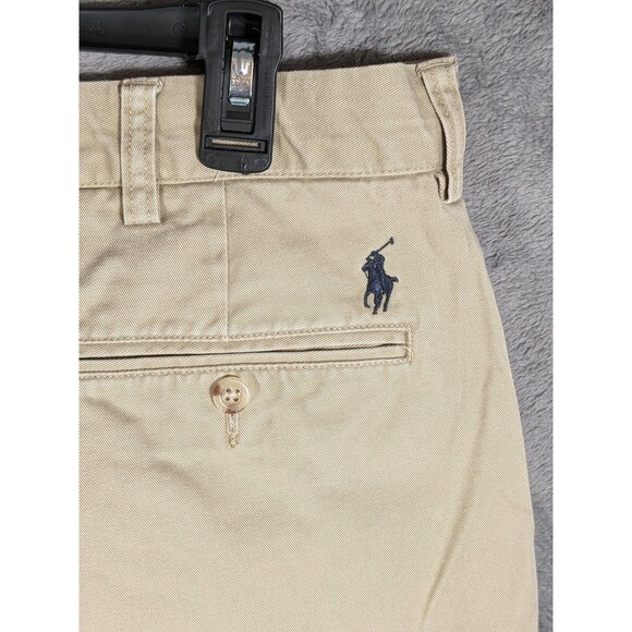 Polo Ralph Lauren Preston Pants Men 36x32 Beige Khaki Flat Front Preppy - Picture 4 of 8